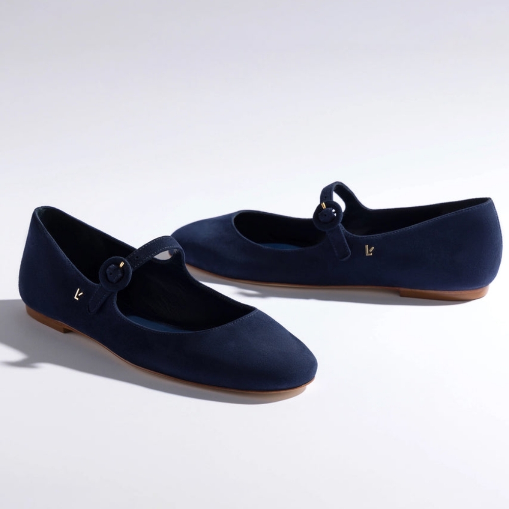 Larroude Navy Blue Flats